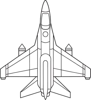 Jet fighter illustration in outline style perfect for aviation and defense visuals vector