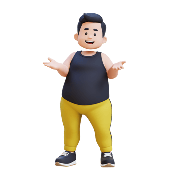 3D plus size overweight obesse man talking pose png
