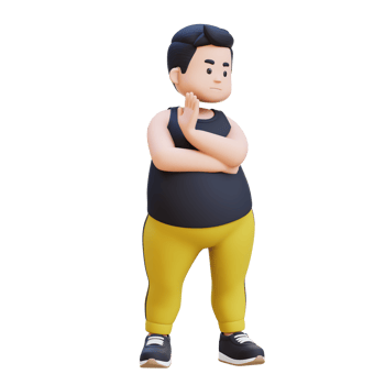denial 3D plus size overweight obesse man in Sportswear png