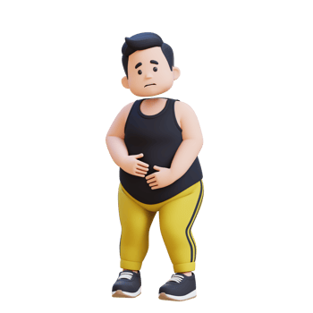 3D plus size overweight obesse man in Stomach Ache png