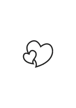 Simple outline graphic of two connected hearts png