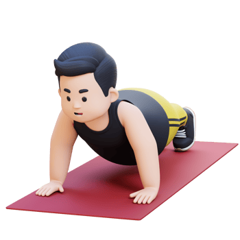 3D Plus Size Overweight obesse man Doing Push Ups on a Mat png
