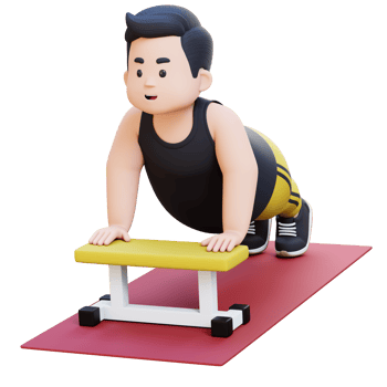 3D Plus Size Overweight obesse man Doing Incline Push Ups png
