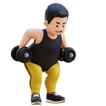3D Plus Size Overweight obesse man Bent Over Row png