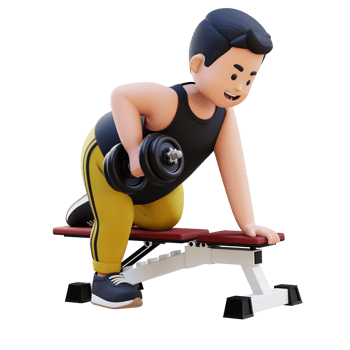 3D Plus Size Overweight obesse man Doing Dumbbell Rows png