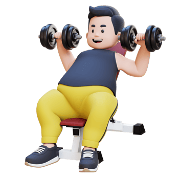 3D Plus Size Overweight obesse man Incline Bench Dumbbell Chest Press Exercise png