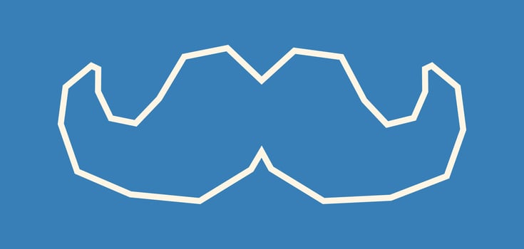 Simple White Outline Mustache Icon in Cutout Style vector