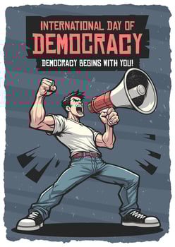Man with megaphone promoting democracy vector