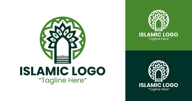 Islamic Logo with Green Color for Mosque and Religious Branding vector
