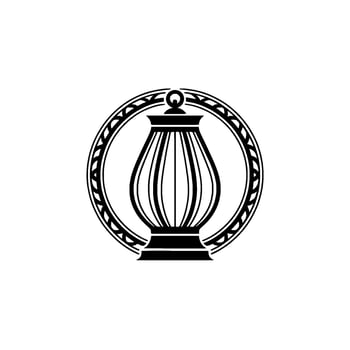 Intricate Indian Lamp Emblem, Symbolic vector