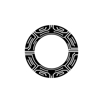 Geometric Circle Emblem, Stylized Asian Motif vector