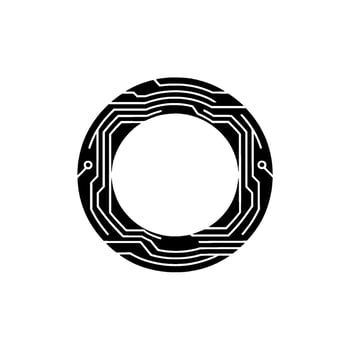Circuitry Circle Minimalist Tech Emblem - Circuit vector