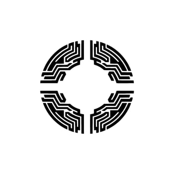 Geometric Circuit Mandala, Minimalist, Pattern vector