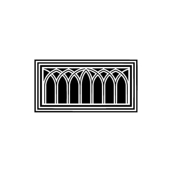 Gothic Arch Window, Minimalist Emblem vector