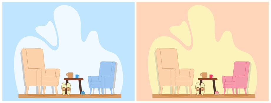 Heartwarming Fathers Day Symbol, Shoes and Chairs Flat Illustration vector