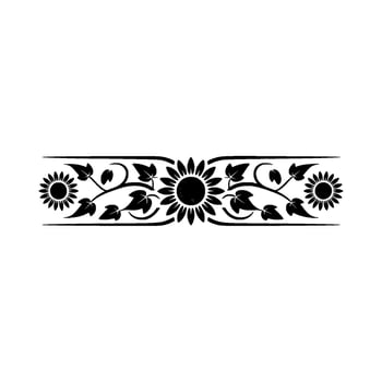 Stylized Sunflower Border, Vintage Floral, Illustration vector