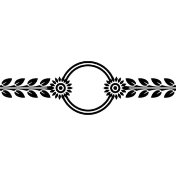 Stylized Sunflower Border, Vintage Element - Decorative vector