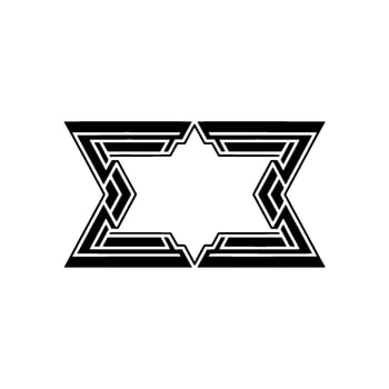 Geometric Deco Emblem, Minimalist, Black White - Symmetry vector