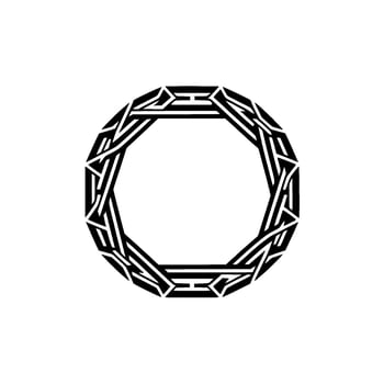 Geometric Circle Frame, Intricate Black vector
