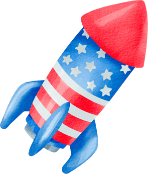 Rocket firework in patriotic style png
