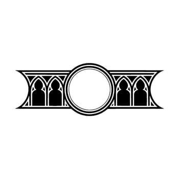 Gothic Arch Ornament, Circular Focal Point, Minimalist vector