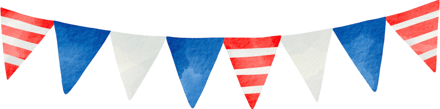 Patriotic bunting in USA colors png