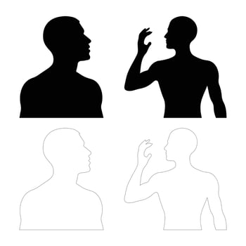Two men in profile facing each other silhouette vector
