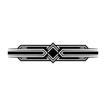 Geometric Deco Divider Streamlined Black White. vector