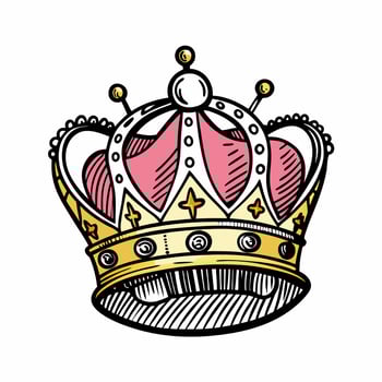 Colorful Illustrated Crown with Jewels and Gems on White Background vector