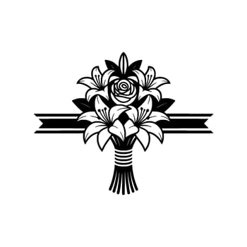 Elegant Floral Emblem, Vintage Style, Black White vector