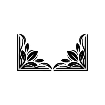 Elegant Botanical Corner Frame, Black White vector