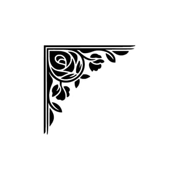 Elegant Floral Corner Ornament, Vintage Style, Rose vector