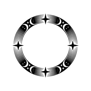 Celestial Circle Stylized Moon Star Emblem vector