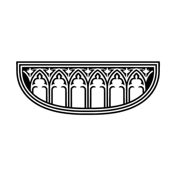 Gothic Arch Ornament, Detailed Black White, Medieval vector