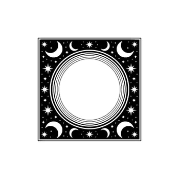 Celestial Frame Vintage Moon Star Border Illustration vector