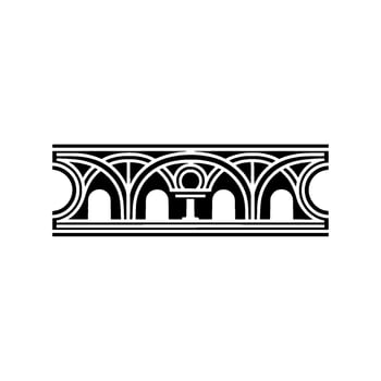 Geometric Archway Ornament, Art Deco Style, Linear vector
