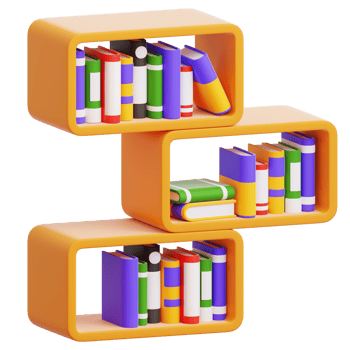 Modern minimalist bookshelf, boasting a vibrant collection of assorted books in a clean and artistic visual png