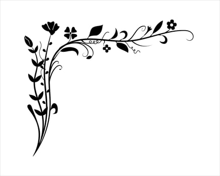 Floral Corner Ornament - Black Flowers vector
