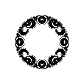 Celestial Circle Lunar Phases Starry Constellations vector