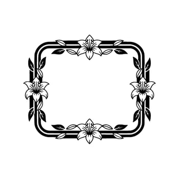 Elegant Floral Frame, Art Deco Style, Lily vector