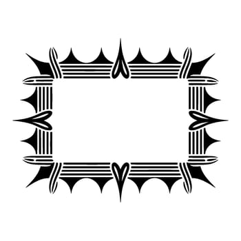 Geometric Tribal Frame, Minimalist , Black White, Outline vector