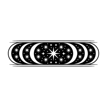 Celestial Cycle Moon Phases Starburst Emblem vector