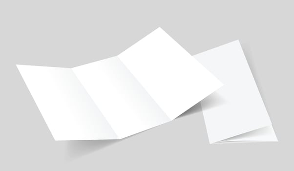 3d blank tri fold mockup on gray background for brochure, magazine, newspaper and letter vector
