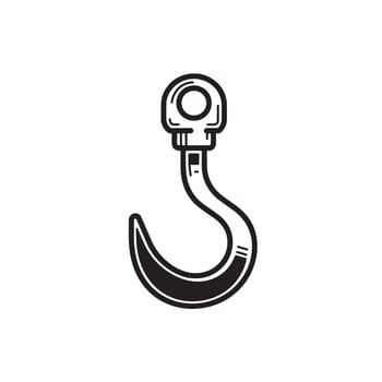 illustration of a classic black and white crane hook vintage art silhouette for industrial concepts vector