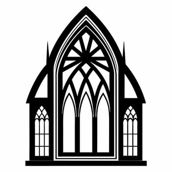 Gothic Cathedral Window Classic Architecture Silhouette with Arched Glass Design vector