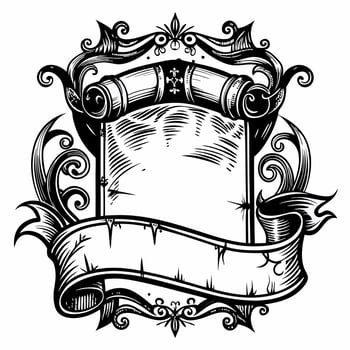 Vintage Scroll Banner with Ornate Decorative Frame Elegant Blank Design vector