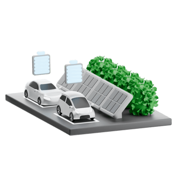 Solar Powered EV Parking 3D Illustration png