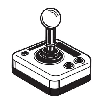 Retro joystick with ball top and buttons vintage gaming vector