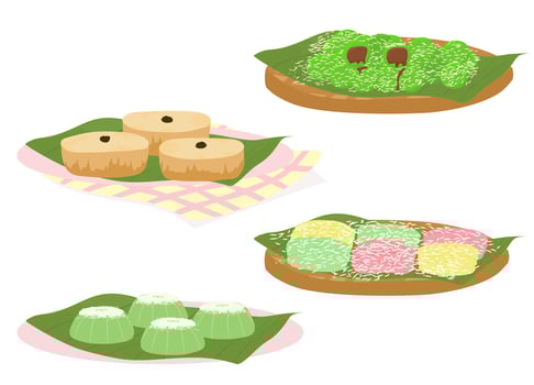 Set of popular indonesian local snack food, list of traditional snacks indonesia vector