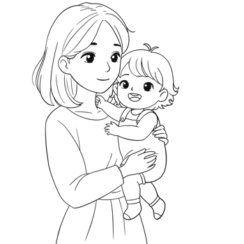 Mother and her baby png